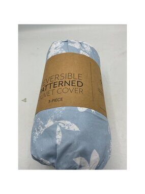 Premium Light Blue Reversible Full/Queen Size Duvet Covert Set 3 Pcs